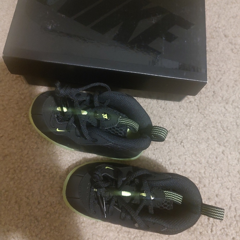 Nike Little Posite One TD Black Volt Toddler Sneakers HF0975-001 Size 5C‎